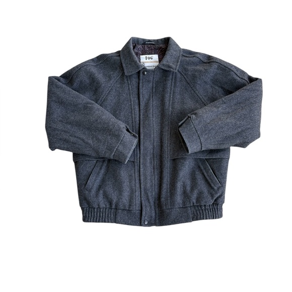 Vintage Other - London Fog FOG Wool Blend Bomber Jacket Gray Paisley Lining 38R Vintage